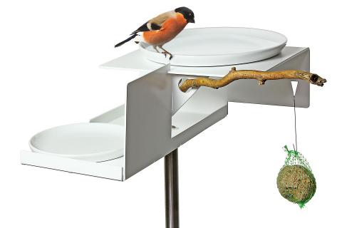 vogeltränke vt-1 im modernen design mit zwei schalen und mesienknödel